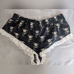 Anthropologie Floral Lace Trim Sleep Shorts